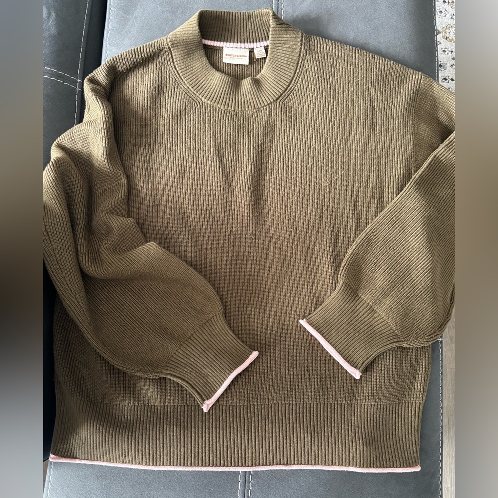 Scotch & Soda Women's Ribbed Mock Neck Pullover - Olive - Picture 2 of 2